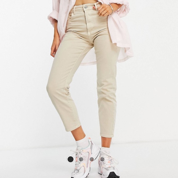 Stradivarius slim mom jeans with stretch in stone - Picture 2 of 5